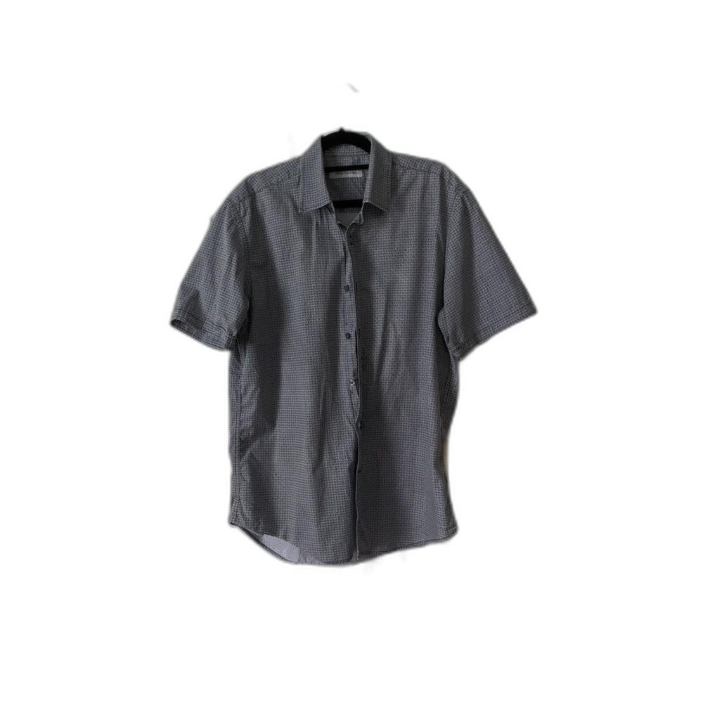 James Campbell men's light blue and dark blue floral pattern shirt medium